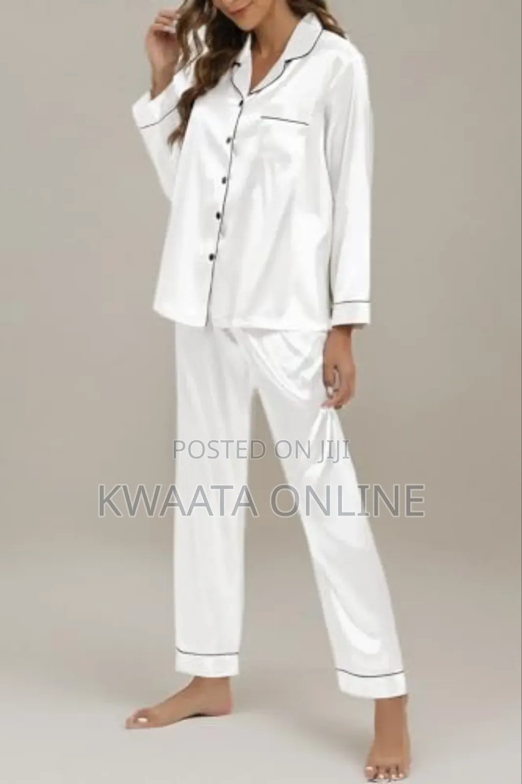 2 Pc Women's Silk Satin Pajamas Set Long Sleeve Sleepwear