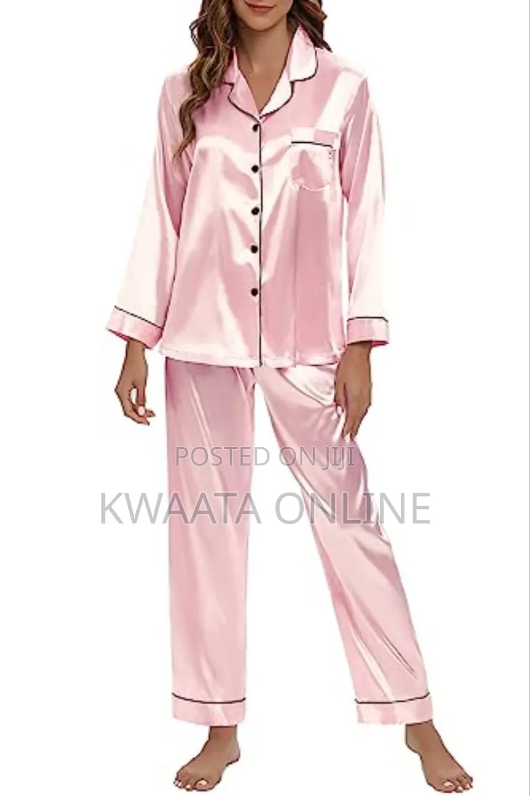 2 Pc Women's Silk Satin Pajamas Set Long Sleeve Sleepwear
