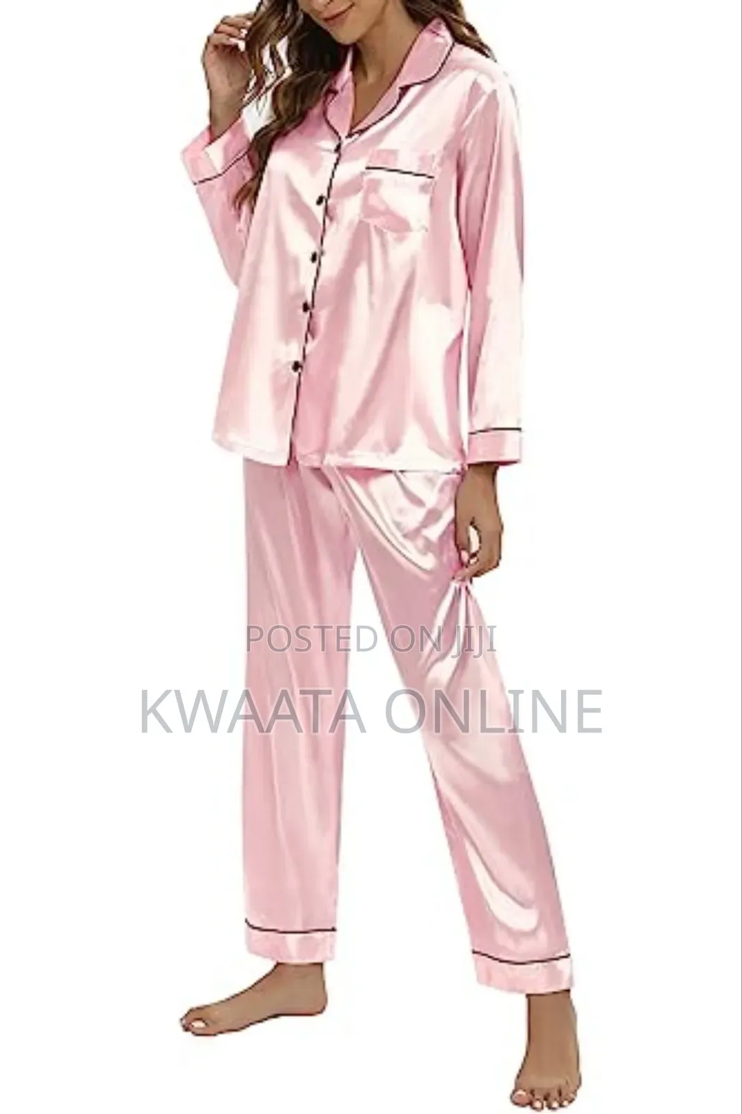 2 Pc Women's Silk Satin Pajamas Set Long Sleeve Sleepwear