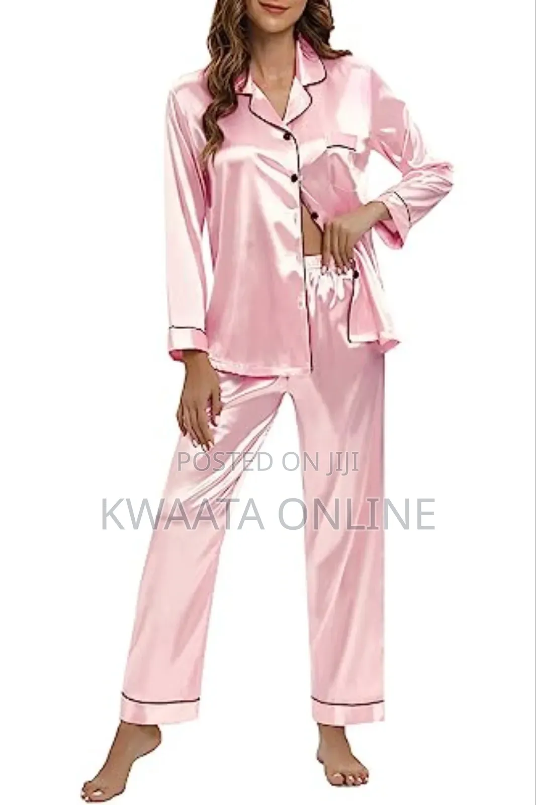 2 Pc Women's Silk Satin Pajamas Set Long Sleeve Sleepwear