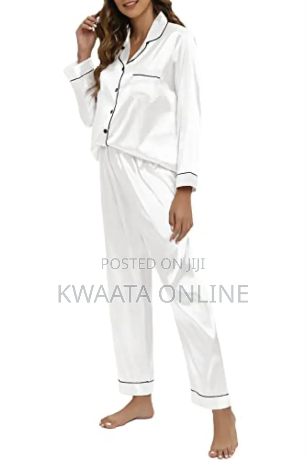 2 Pc Women's Silk Satin Pajamas Set Long Sleeve Sleepwear