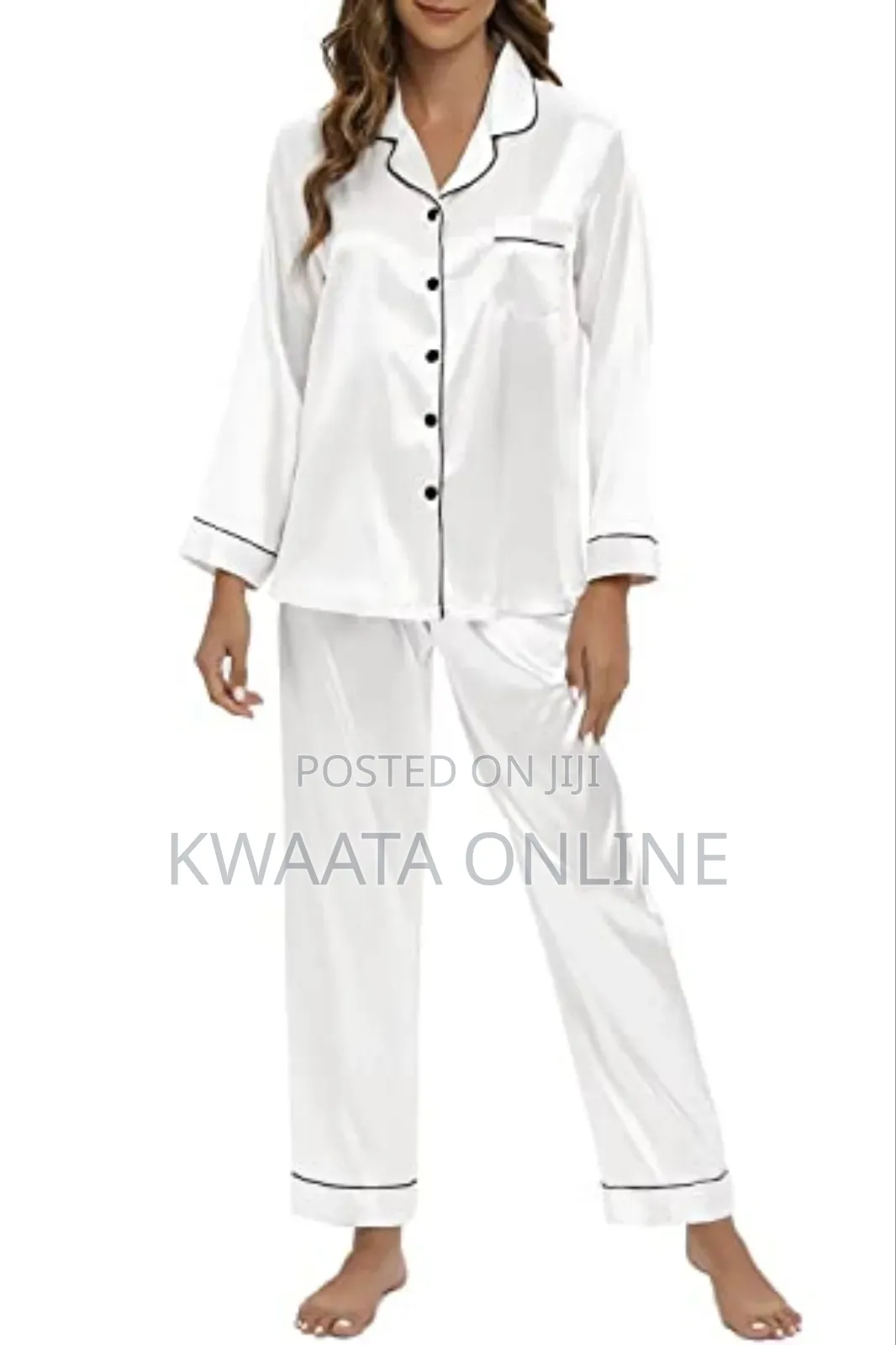 2 Pc Women's Silk Satin Pajamas Set Long Sleeve Sleepwear