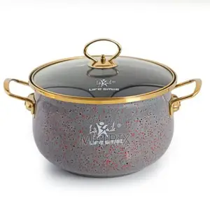 Life Smile 10 Pieces of Granite Non-Stick Enamel Saucepans