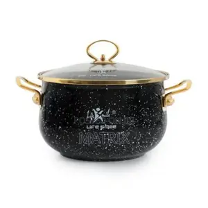 Life Smile 10 Pieces of Granite Non-Stick Enamel Saucepans