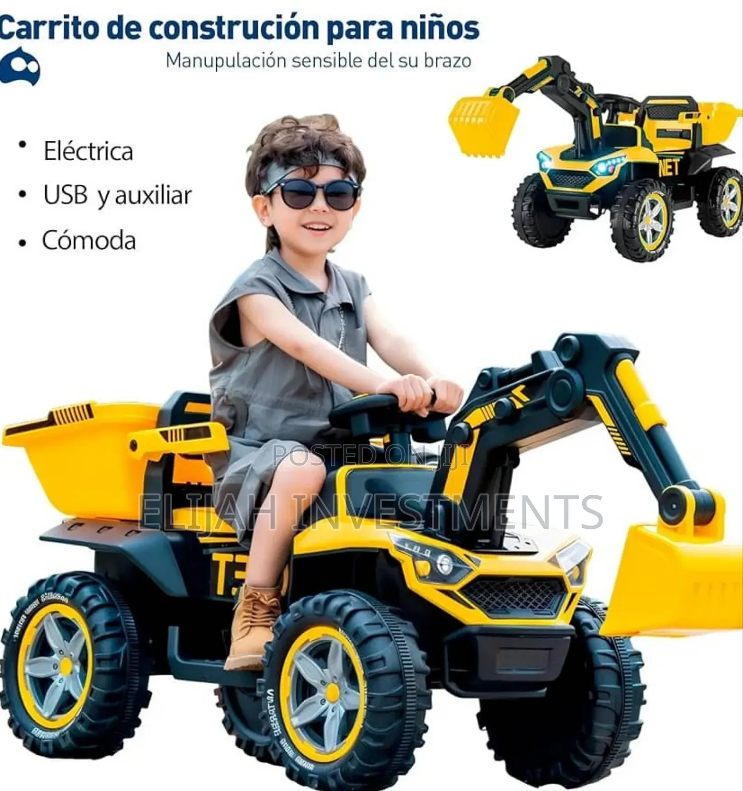 Kids' Electric Ride-on Excavator or Construction Vehicle