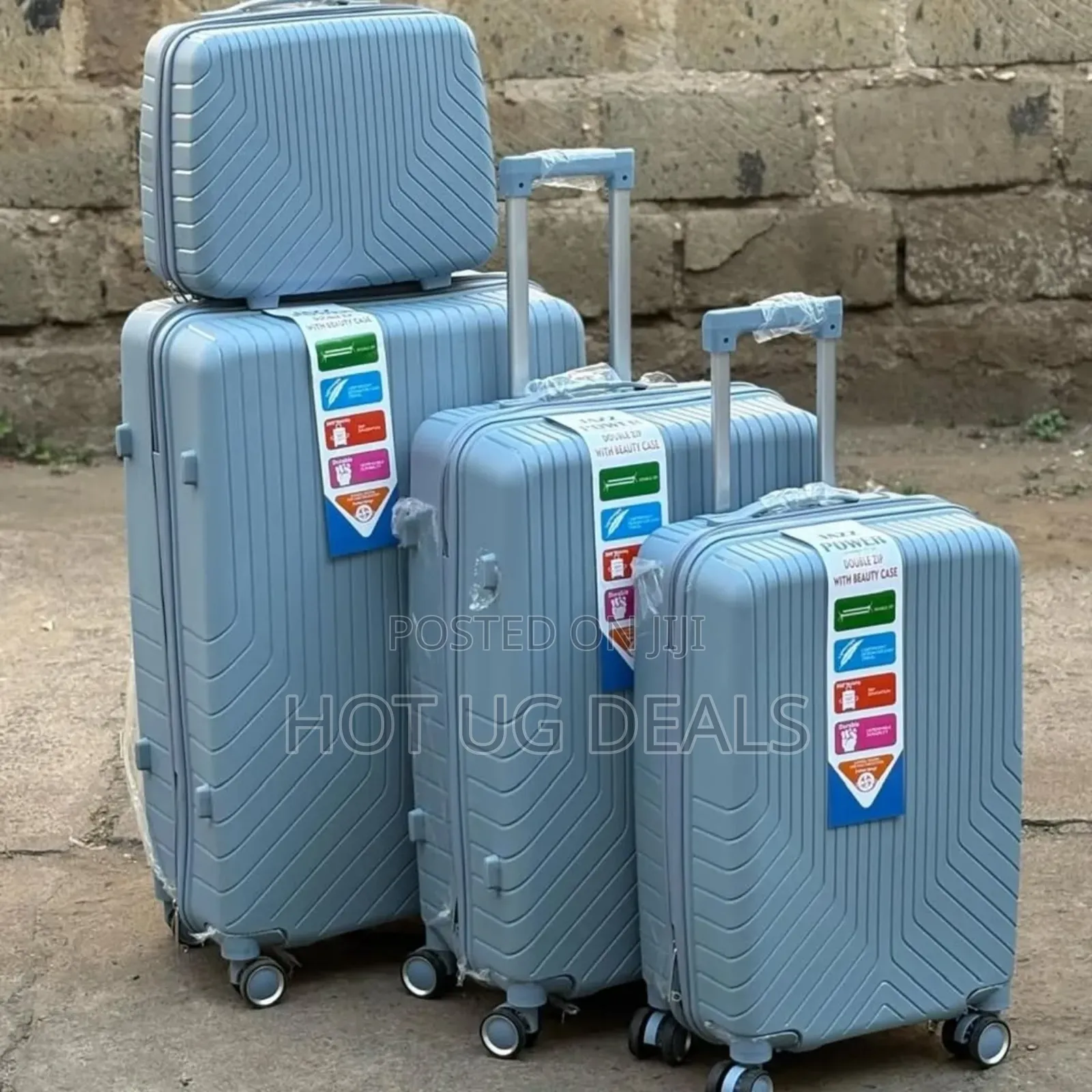 4 Pieces Set Of Waterproof Rubber Travel Suitcases- Vary