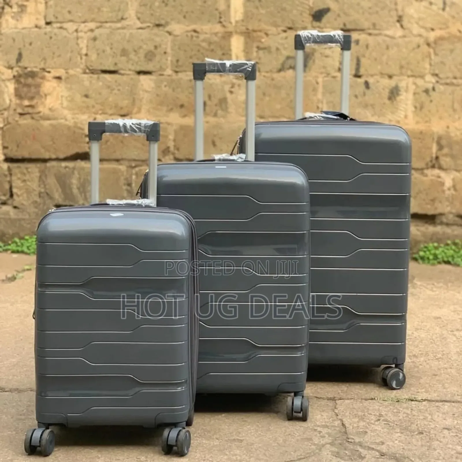 3 Pieces Set Of Waterproof Rubber Travel Suitcases- Vary