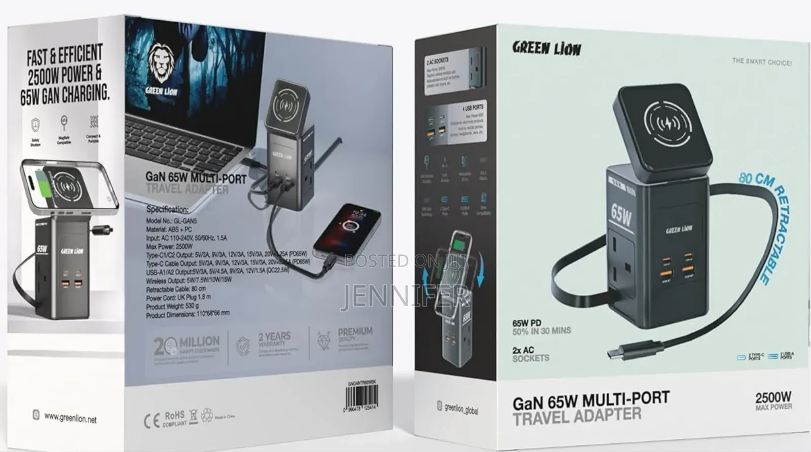 Green Lion 8-in-1 Power Station Travel Adapter