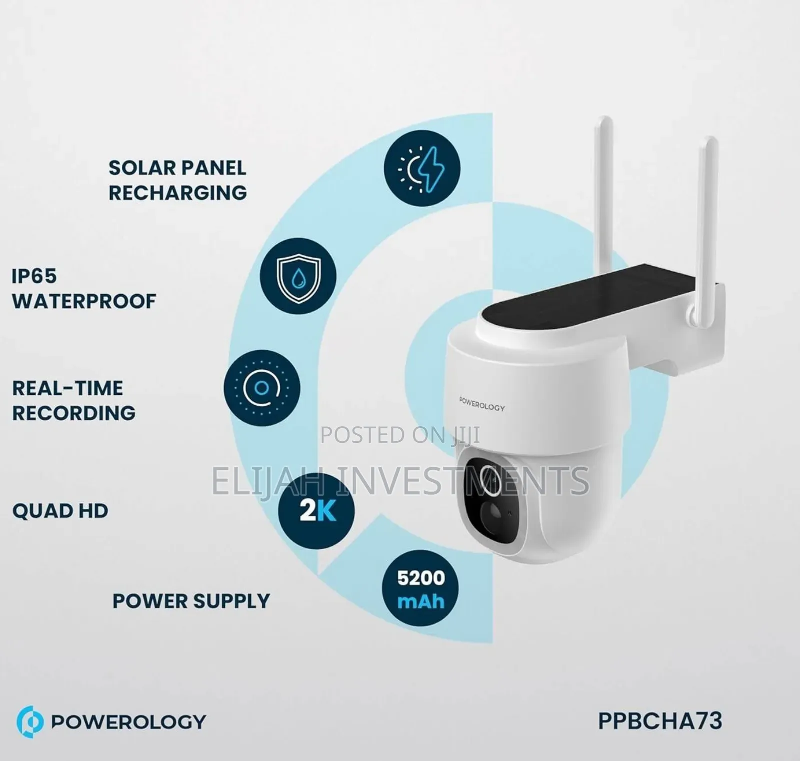 Powerology Solar Pan Tilt Outdoor Camera