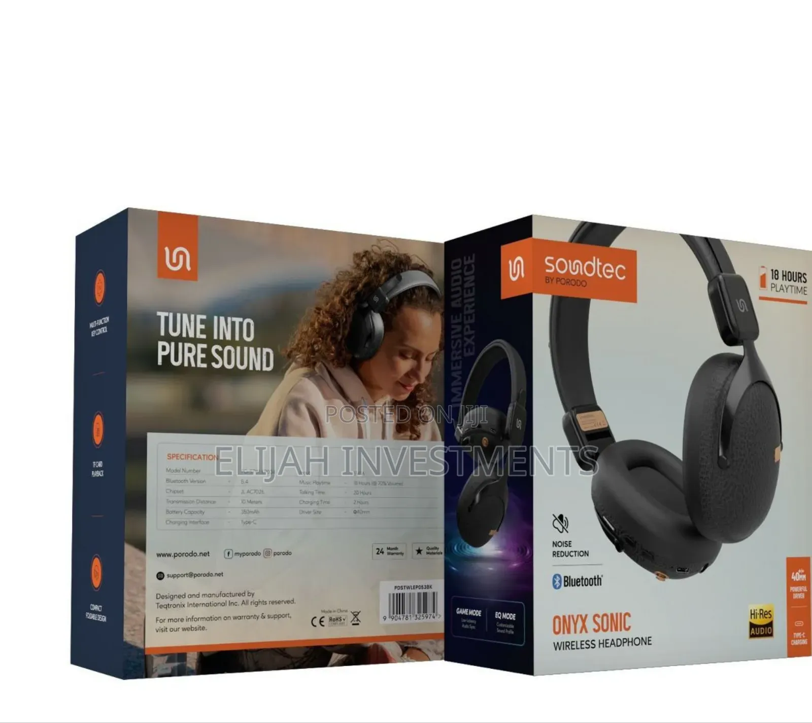 Porodo Soundtec Onyx Sonic Wireless Headphones