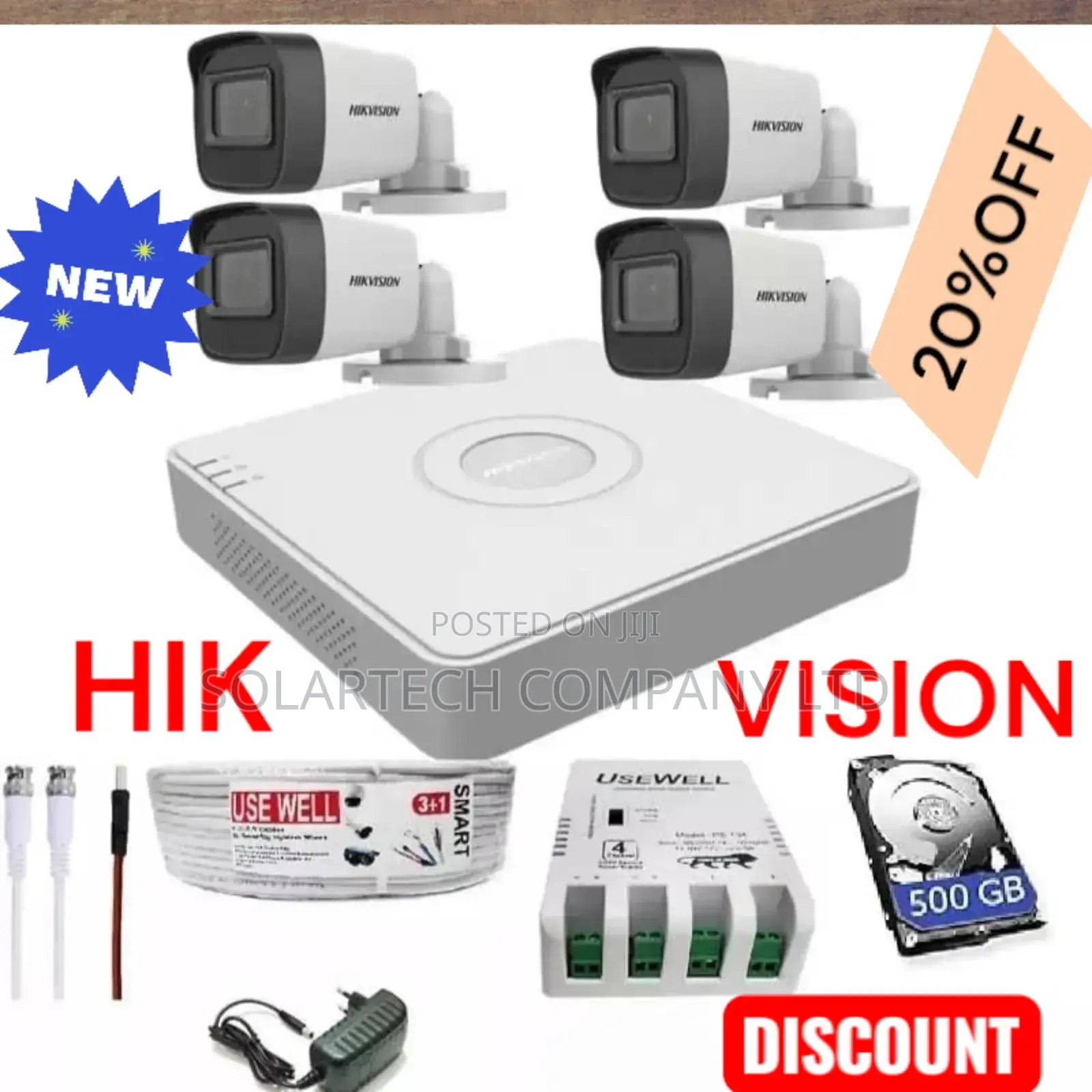 4 Channel Hik Vision CCTV Camera Kit Full Color Kuwo