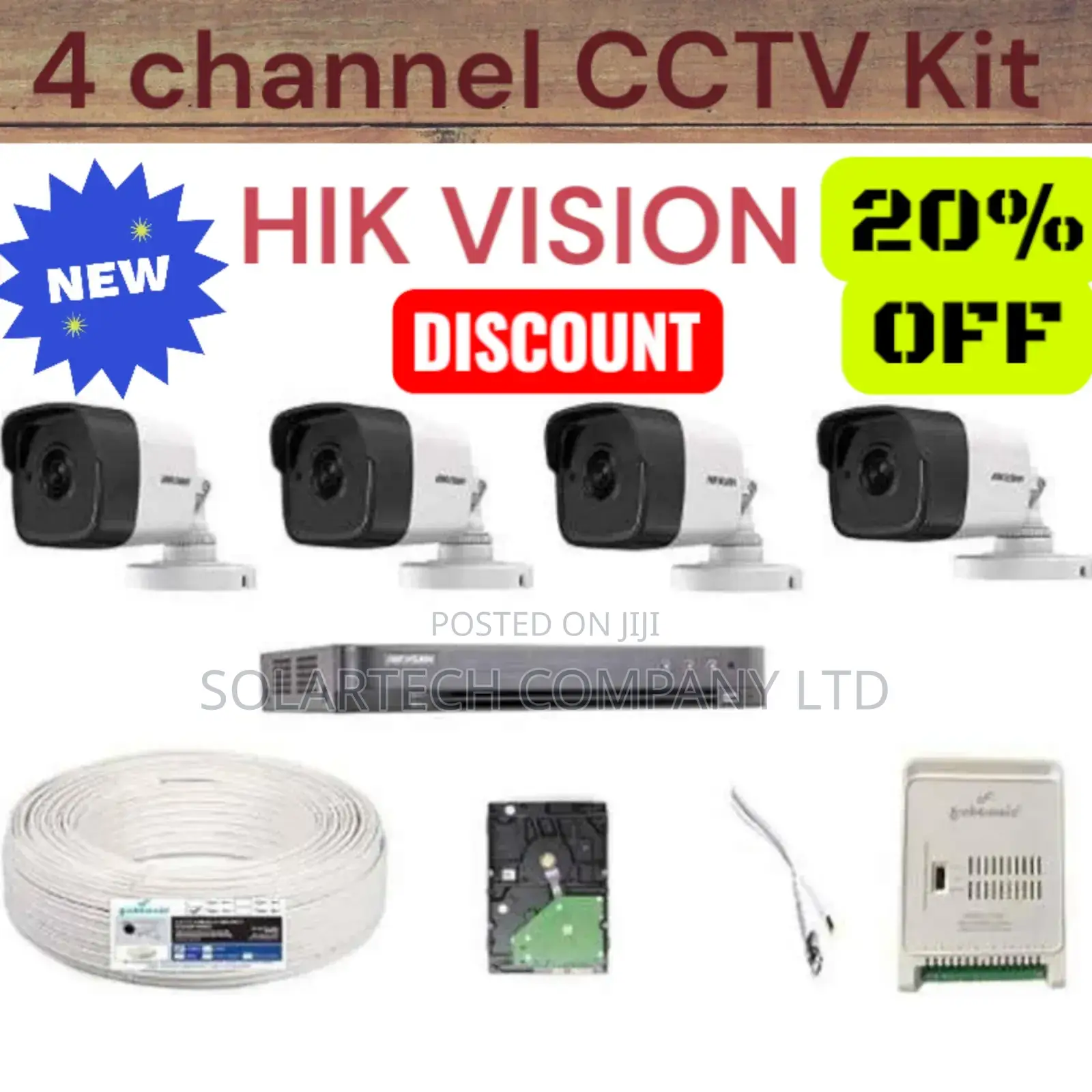 4 Channel Hik Vision CCTV Camera Kit 2mp Wuhk