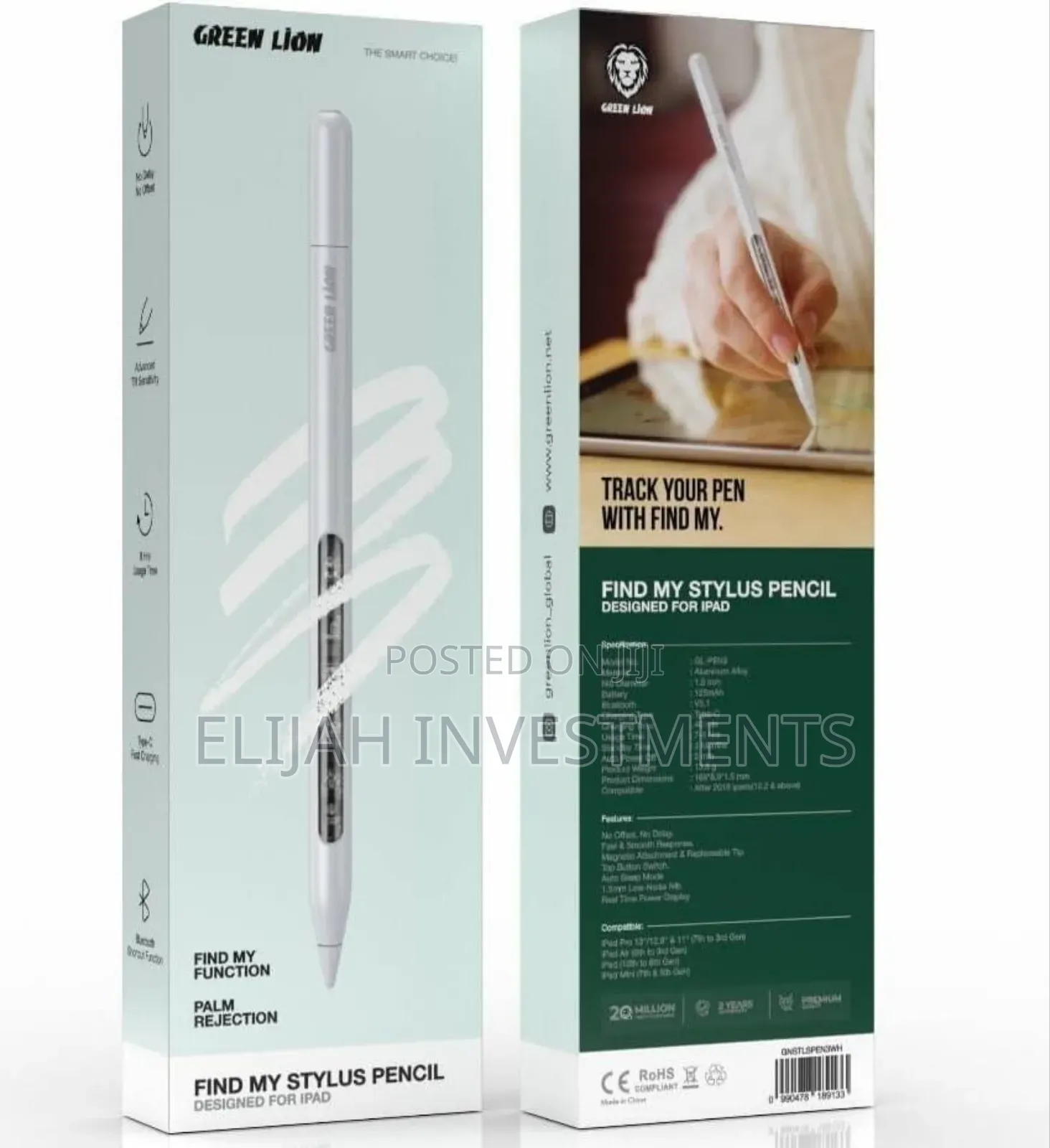 Green Lion Find My Stylus Pencil White