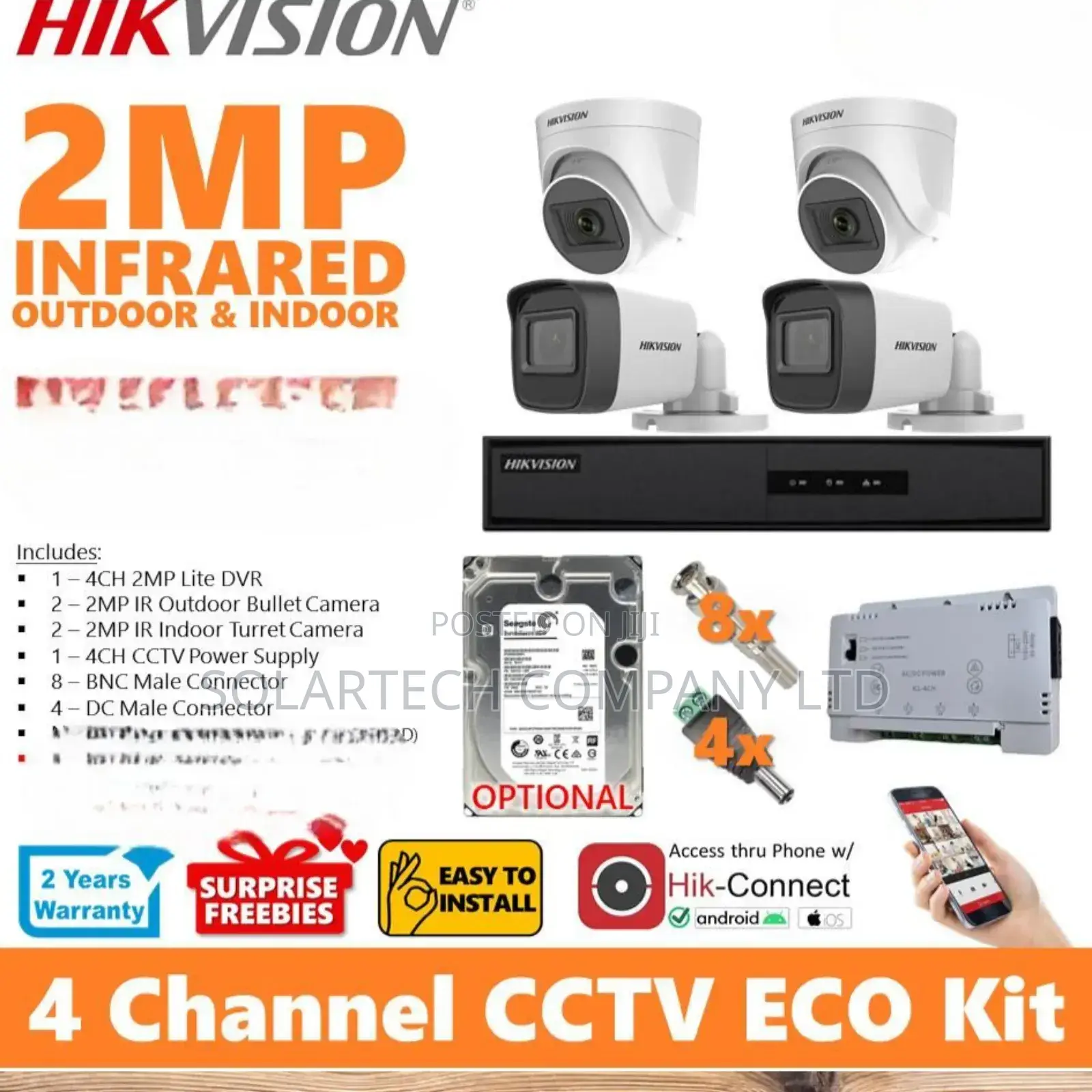 4 Channel CCTV Camera Kit Full System Full Color Gwek