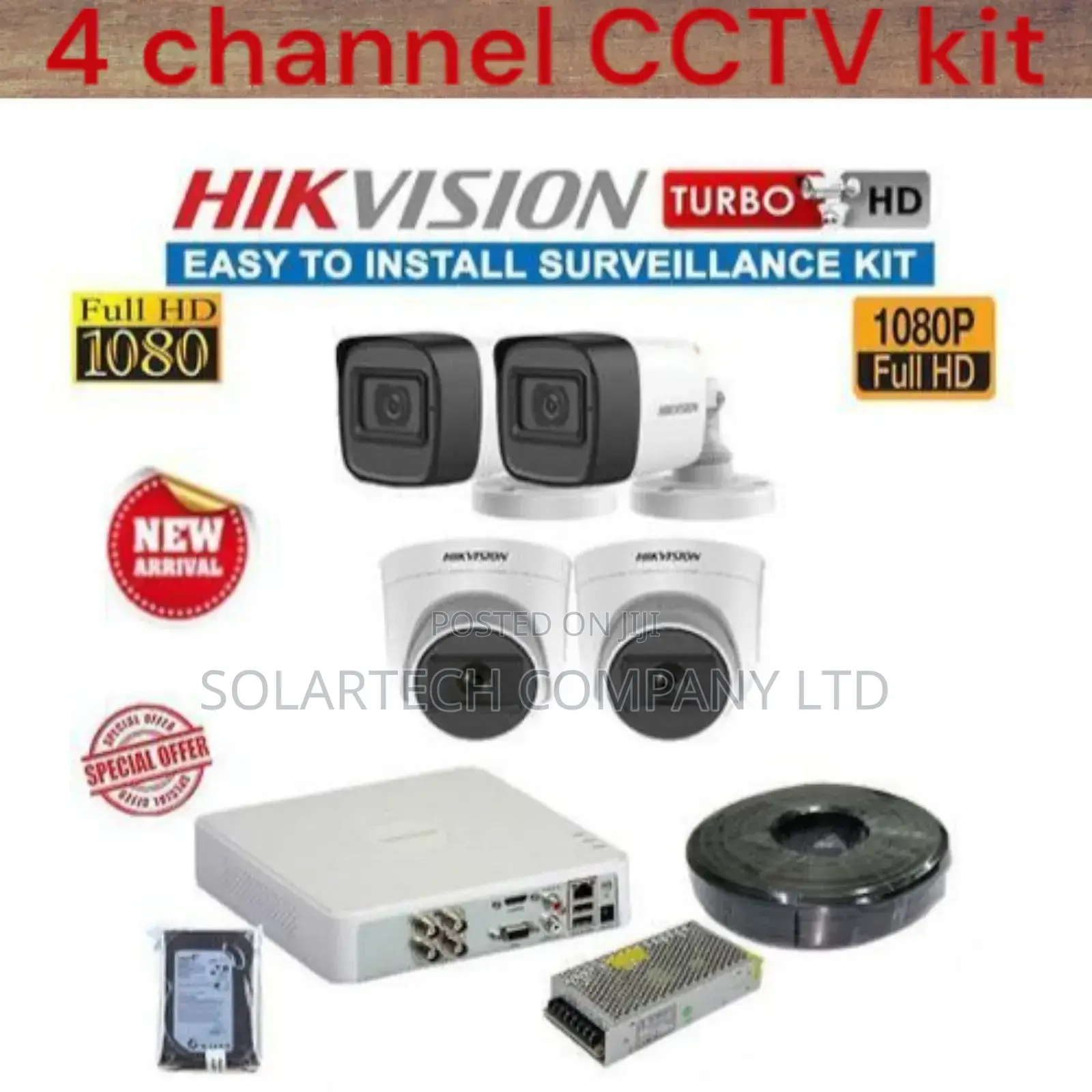 4 Channel Hik Vision CCTV Camera Full System Night Light Kop