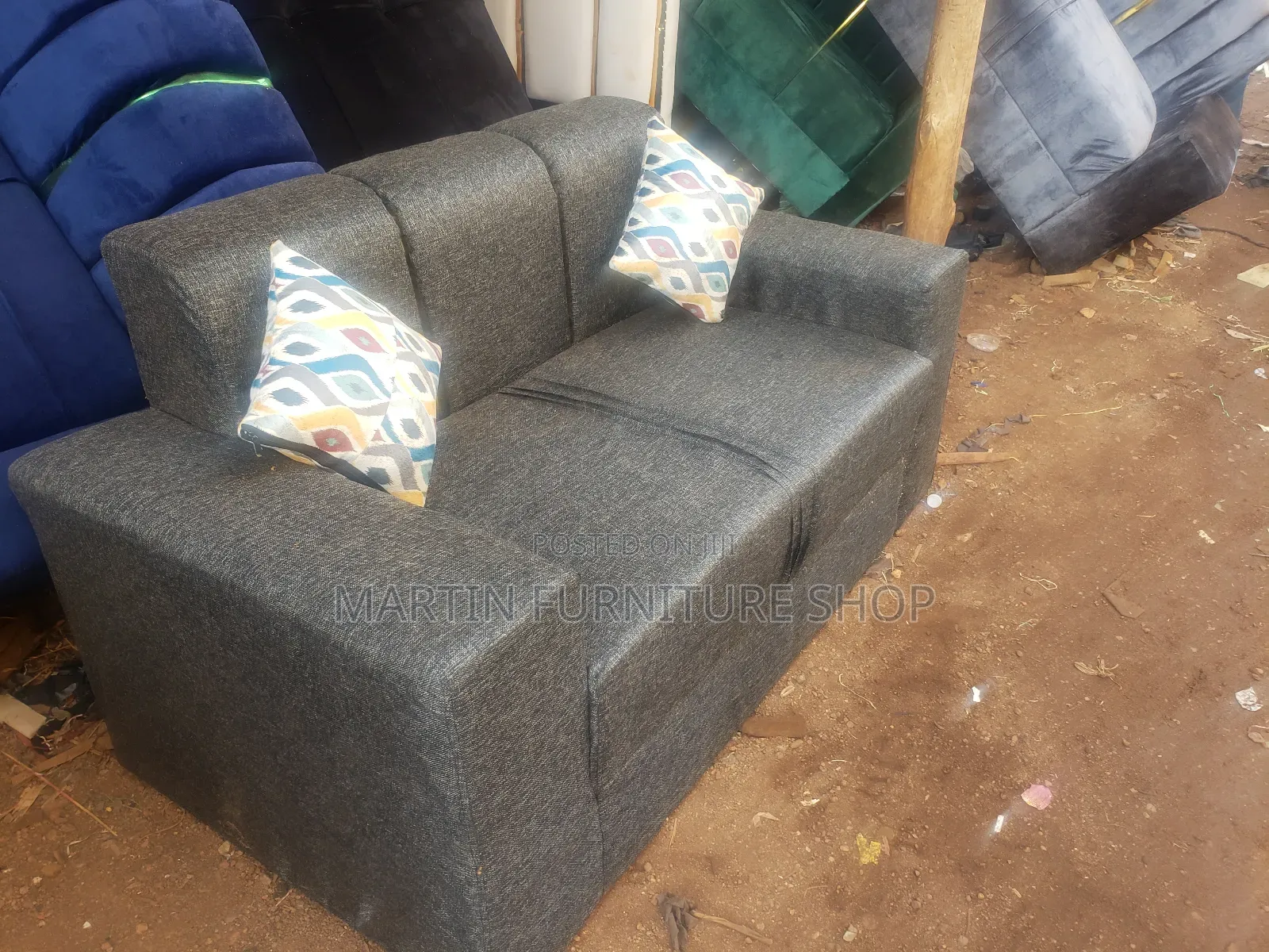 A 2 Seater Sofa Set Black in Colour for Sale