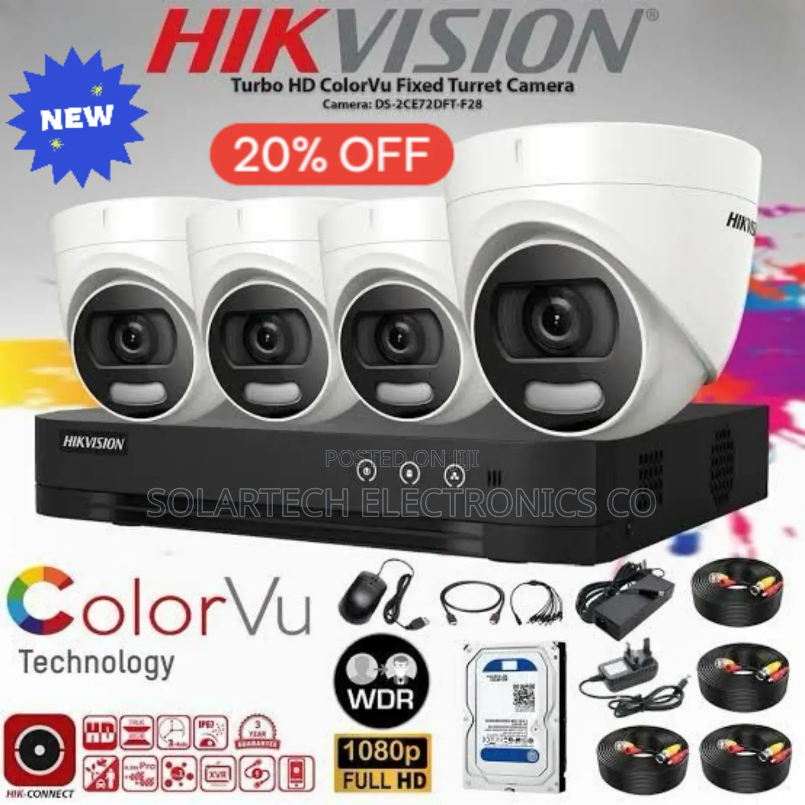4 Channel Hik Vision CCTV Camera Kit 2mp Full Color Tumk