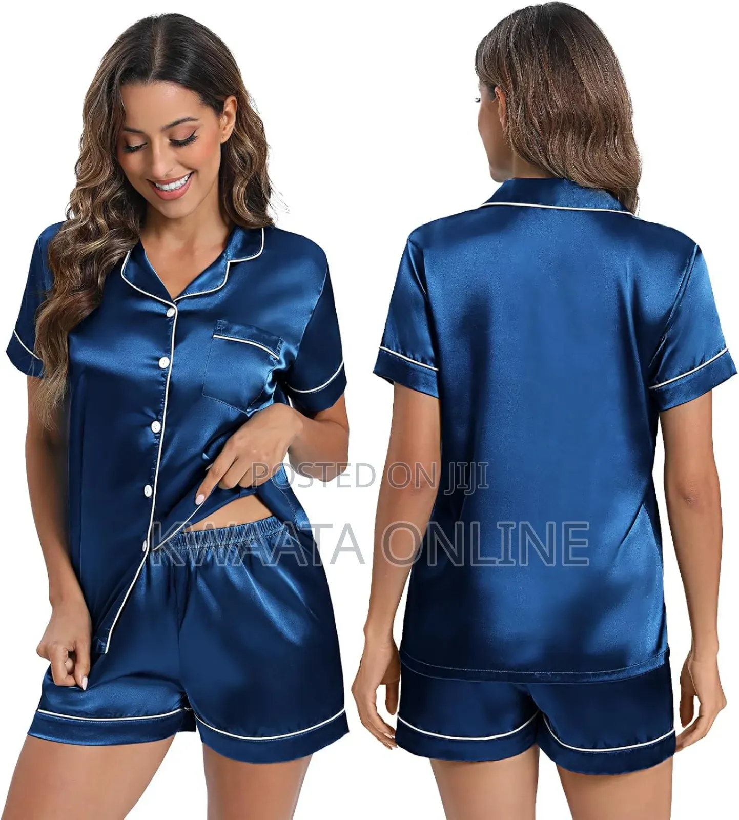 Satin Pajama Sets For Women, Silk Short Sleeves