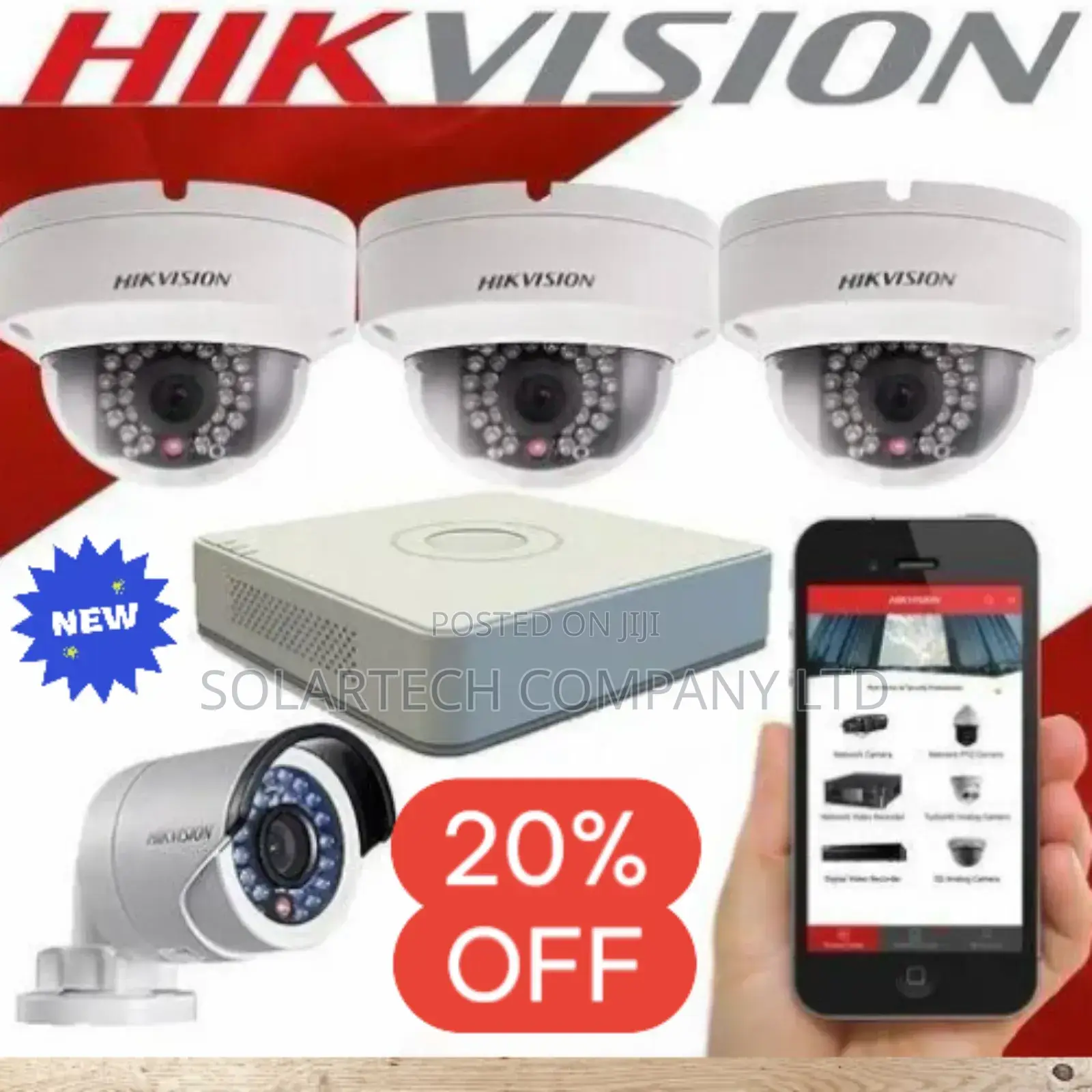 4 Channel Hik Vision CCTV Camera Kit 2 Bullet 2 Dome Cameras