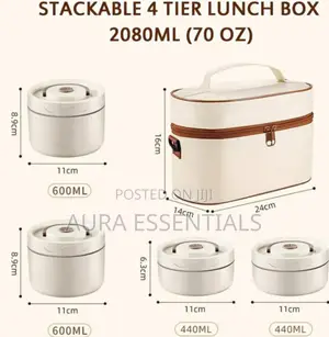 4 Set Portable Insulated Lunch Container,