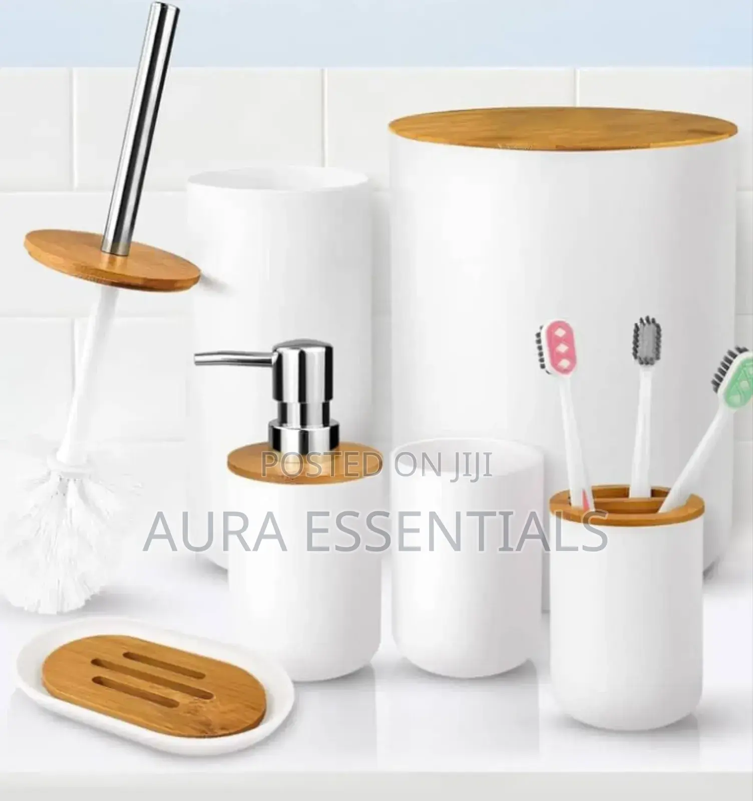 6-PCS Bathroom Accessory Set Black and White