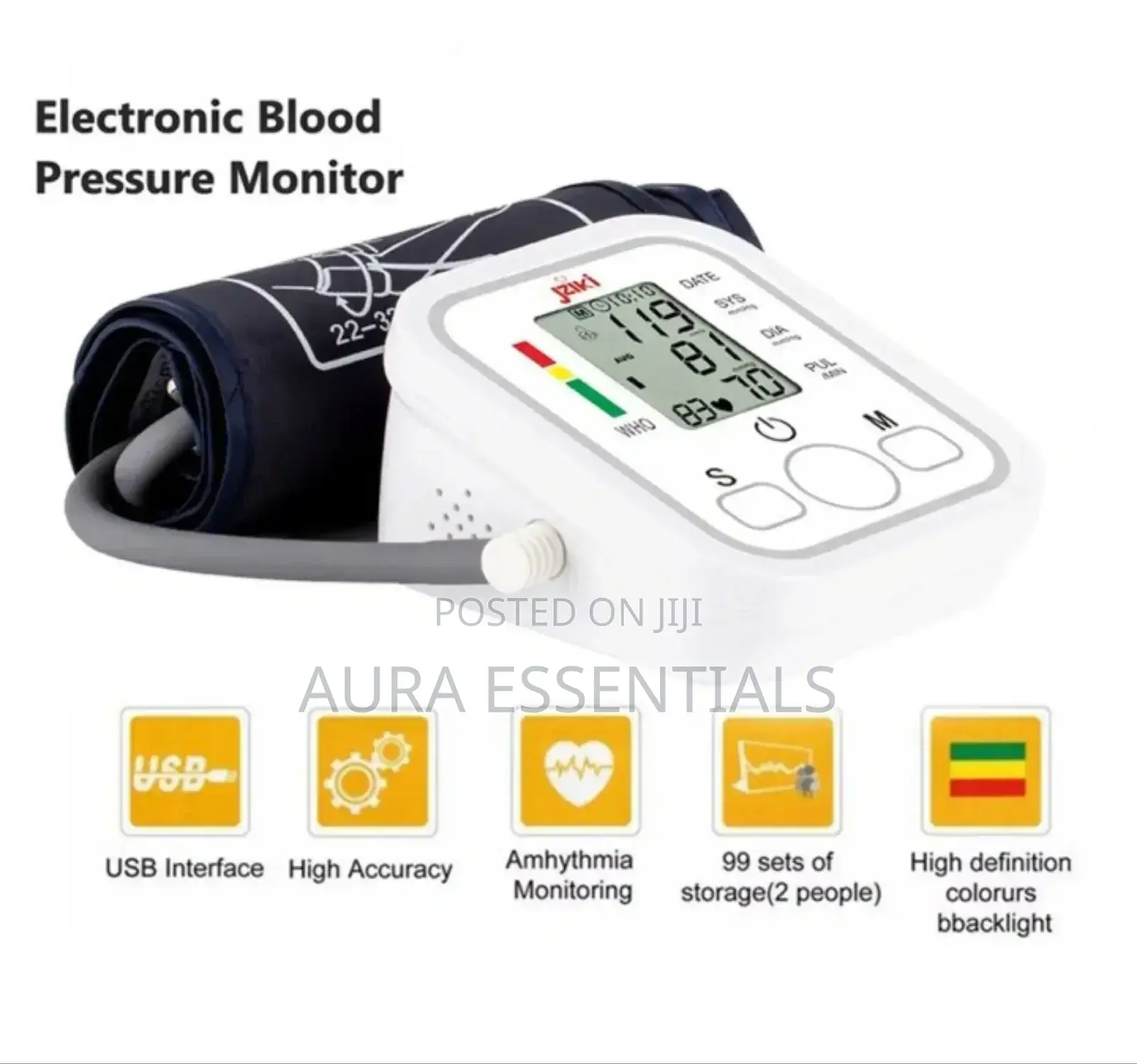 Automatic Digital Blood Pressure Monitor, White