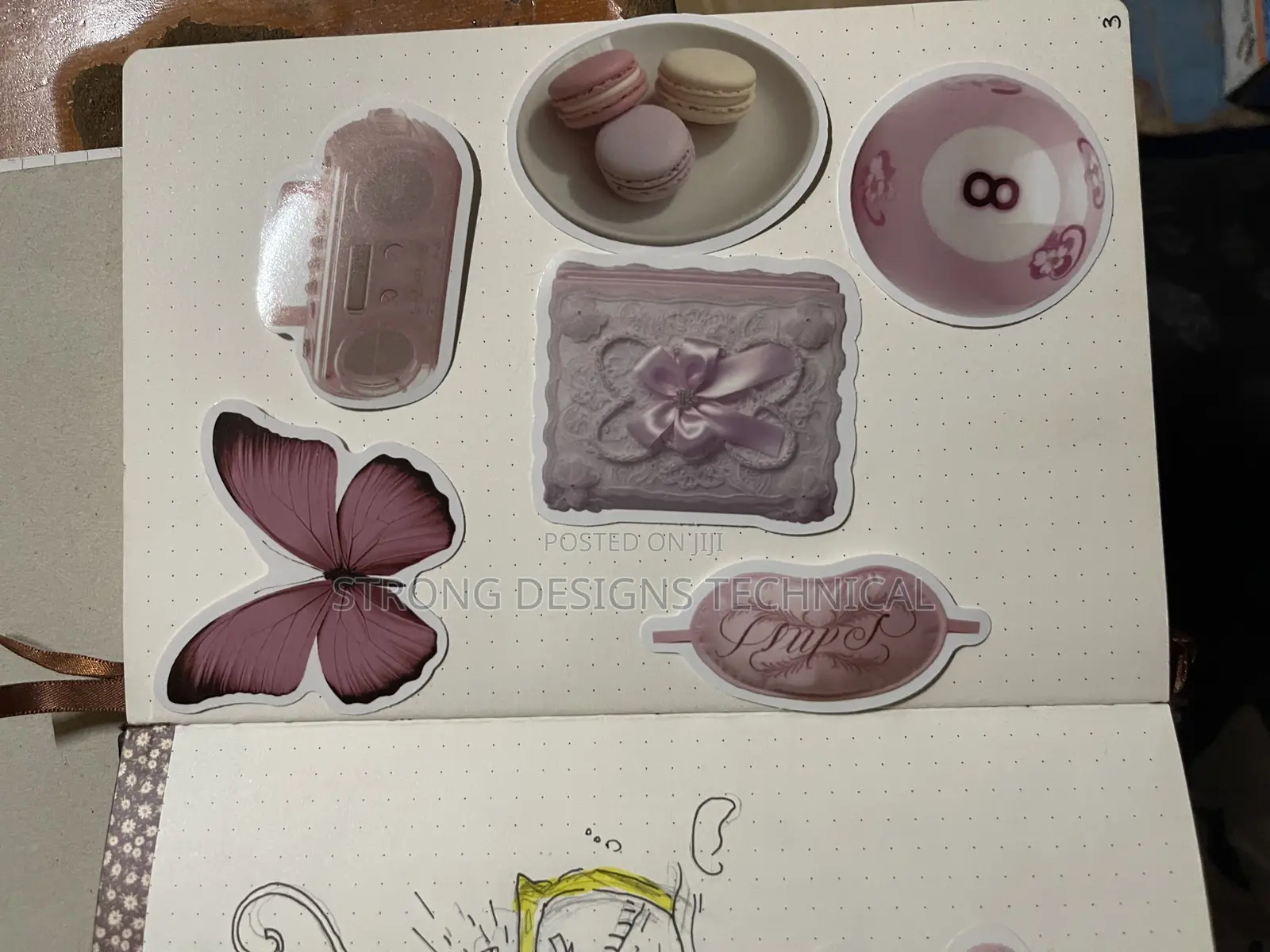 Pink Pastel Stickers for Laptops/Books/Mirrors/ Fridges.