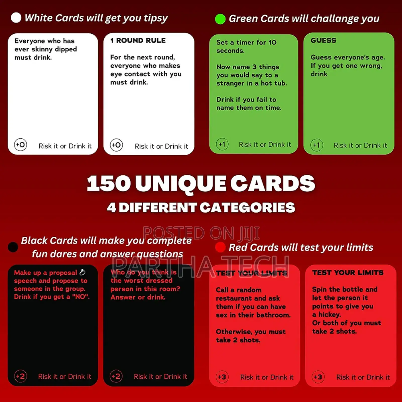 Adult Fun Drinking Game Cards Risk It or Drink It