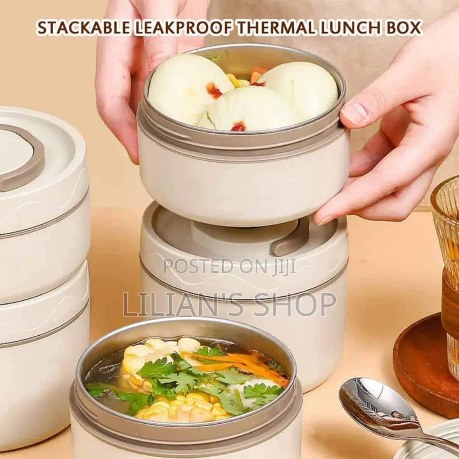 4 Set Portable Insulated Lunch Container, Stainless Steel