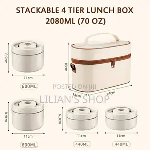 4 Set Portable Insulated Lunch Container, Stainless Steel