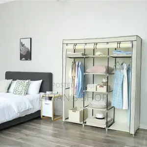 3 Folding Wardrobe, Fabric Closet, Comes With Jointed Metal