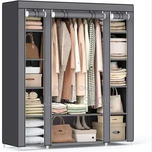 3 Folding Wardrobe, Fabric Closet, Comes With Jointed Metal