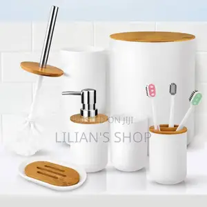 6-PCS Bathroom Accessory Set Black and White