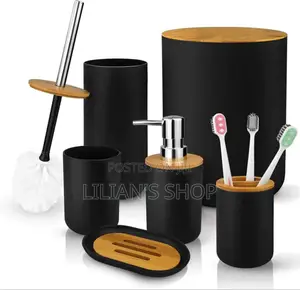 6-PCS Bathroom Accessory Set Black and White