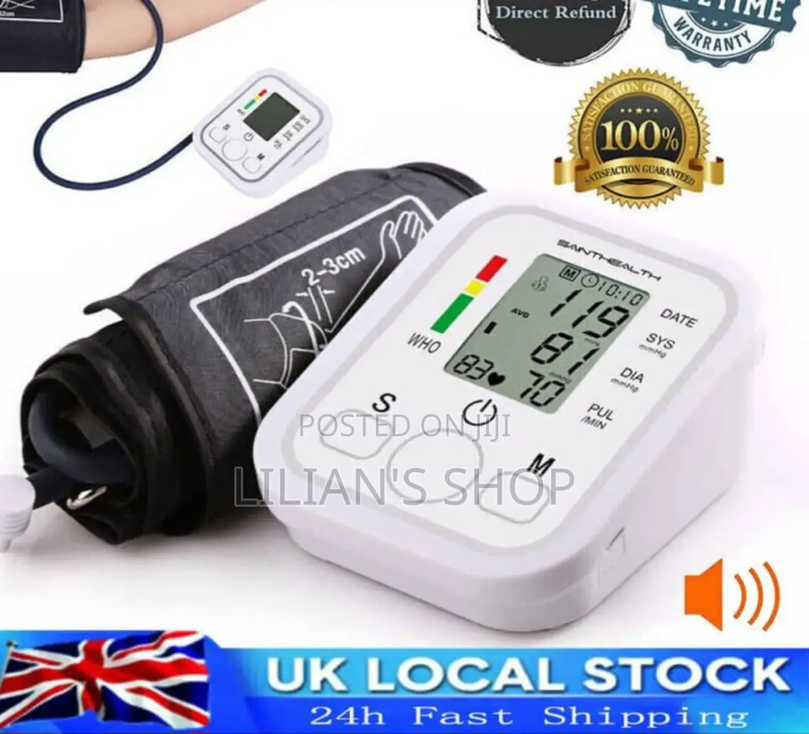 Automatic Digital Blood Pressure Monitor, White