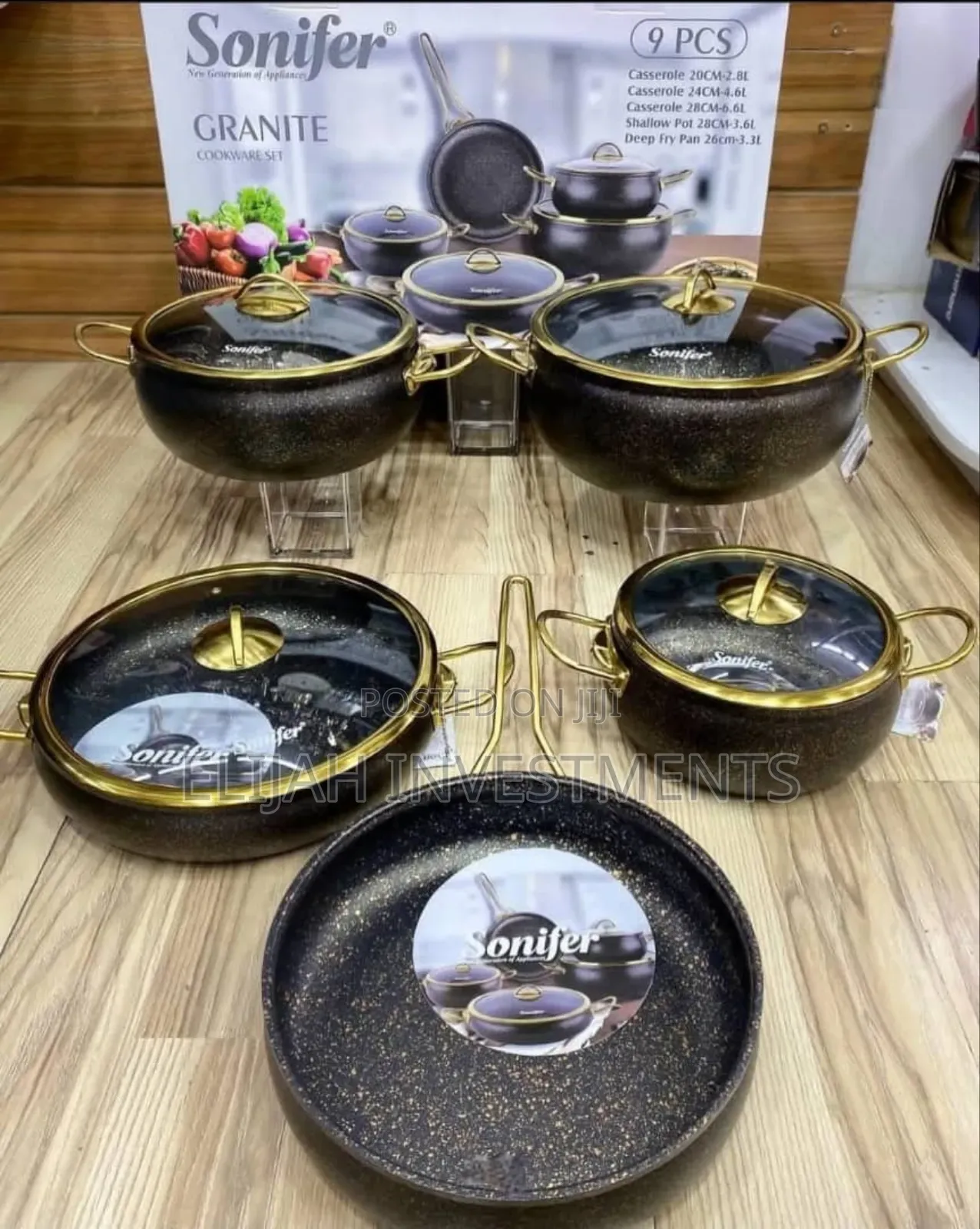 Sonifer 9-Piece Wear-Resistant Non-Stick Granite Cookware