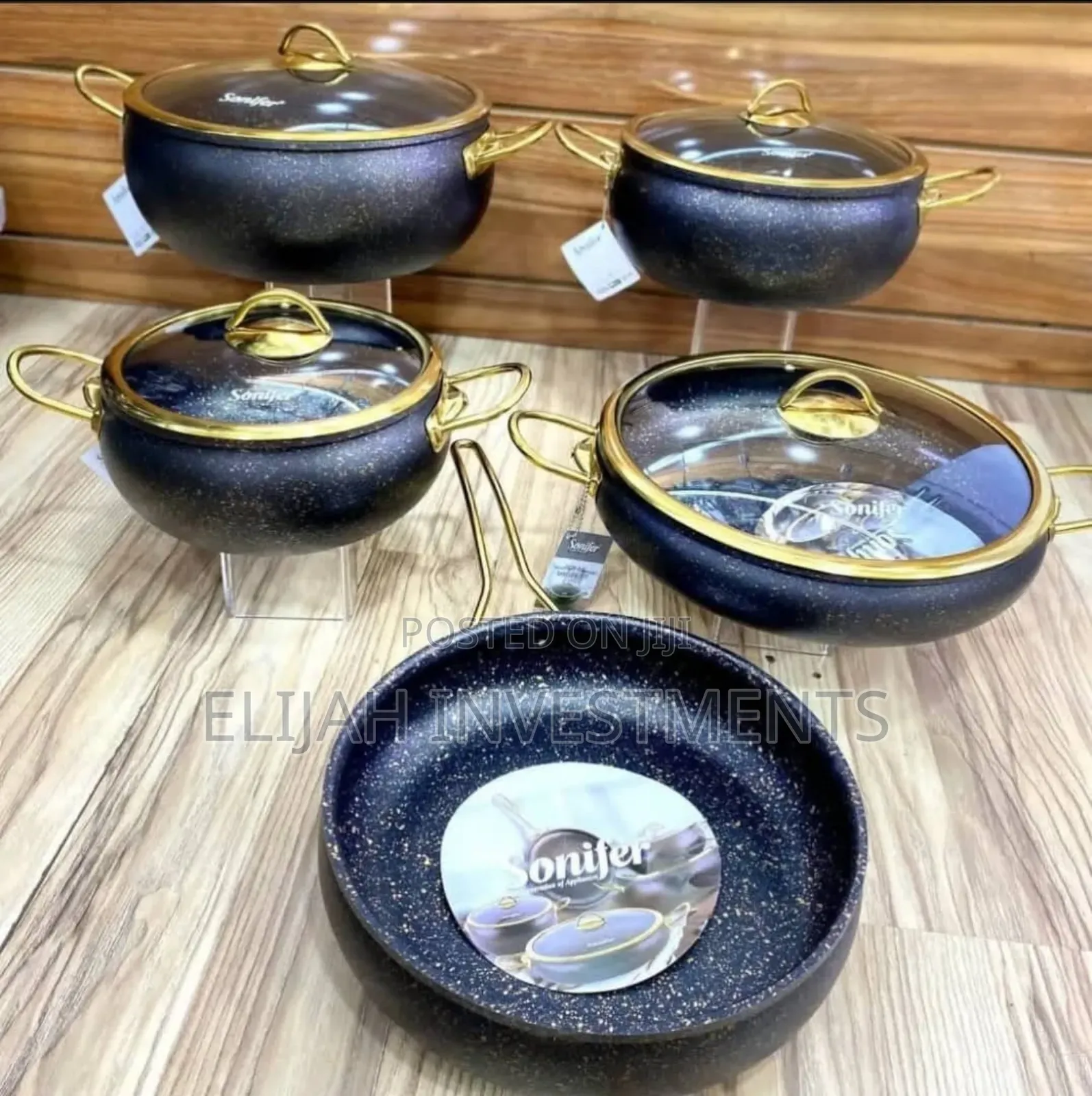 Sonifer 9-Piece Wear-Resistant Non-Stick Granite Cookware
