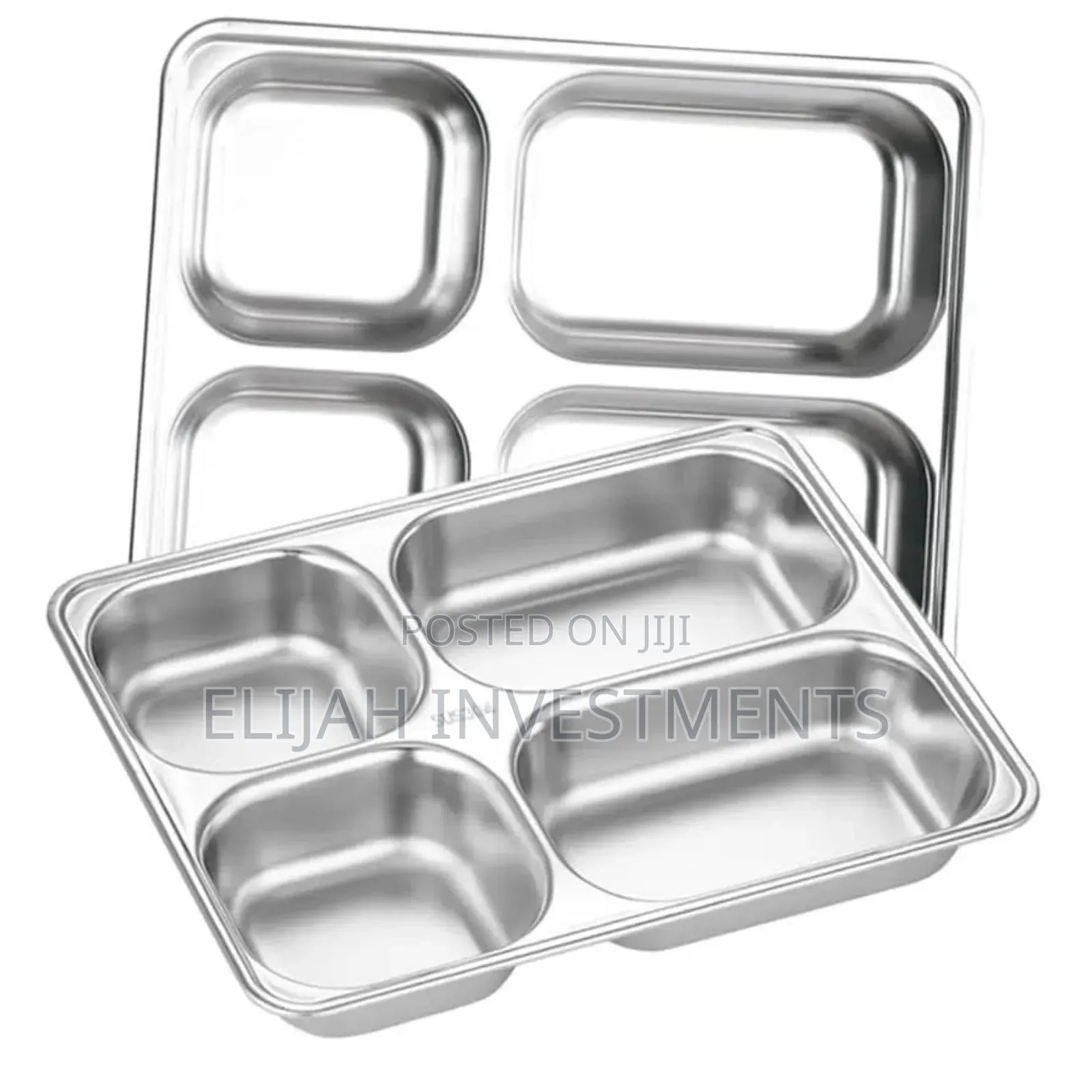 2pcs Stainless Steel Rectangular Food Serving Plate Tray