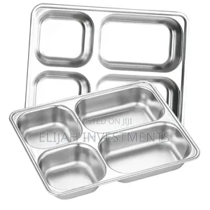 2pcs Stainless Steel Rectangular Food Serving Plate Tray