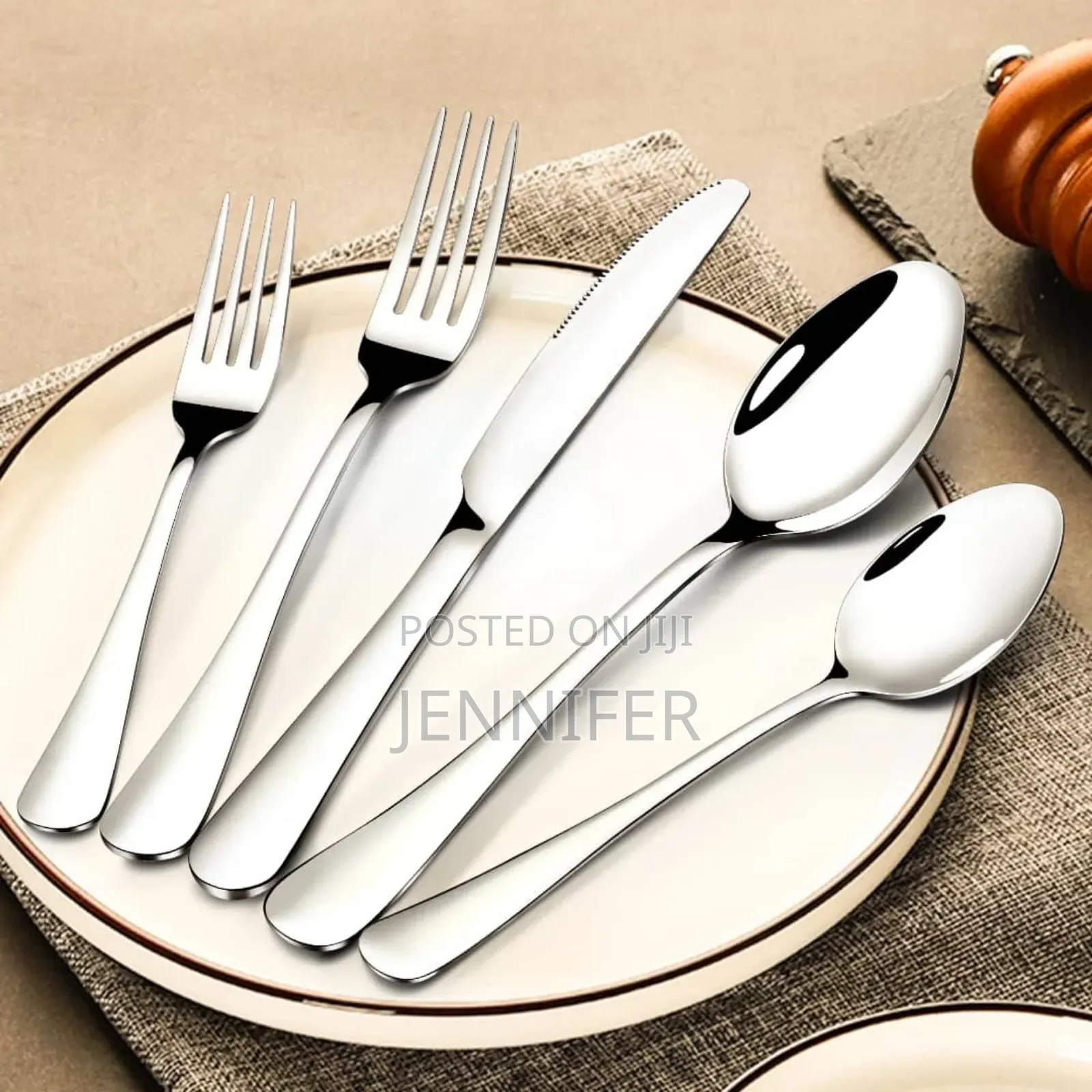 24-Piece Cutlery Set-Silver Stainless Steel