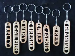 Wooden Name Tag Keychain