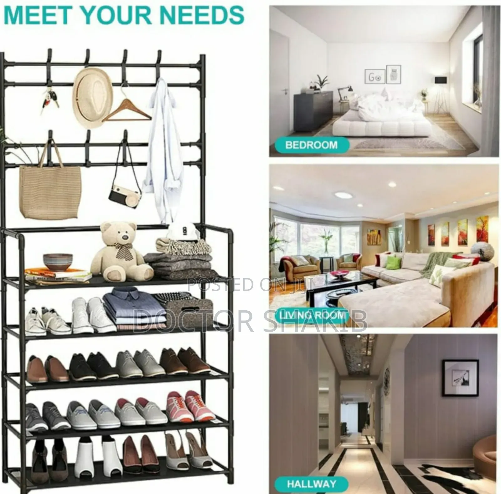 Unique Black Shoe and Hat Rack - Hall Tree,Freestanding