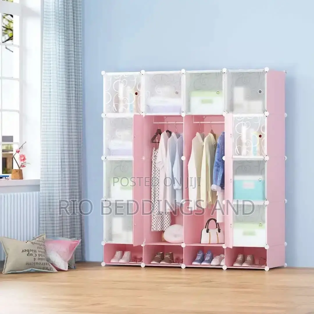 Plastic Wardrobe Four Columns With Shoe Rack