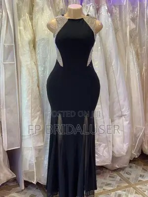 Classy Long Black Top Pearl Dress for Hire