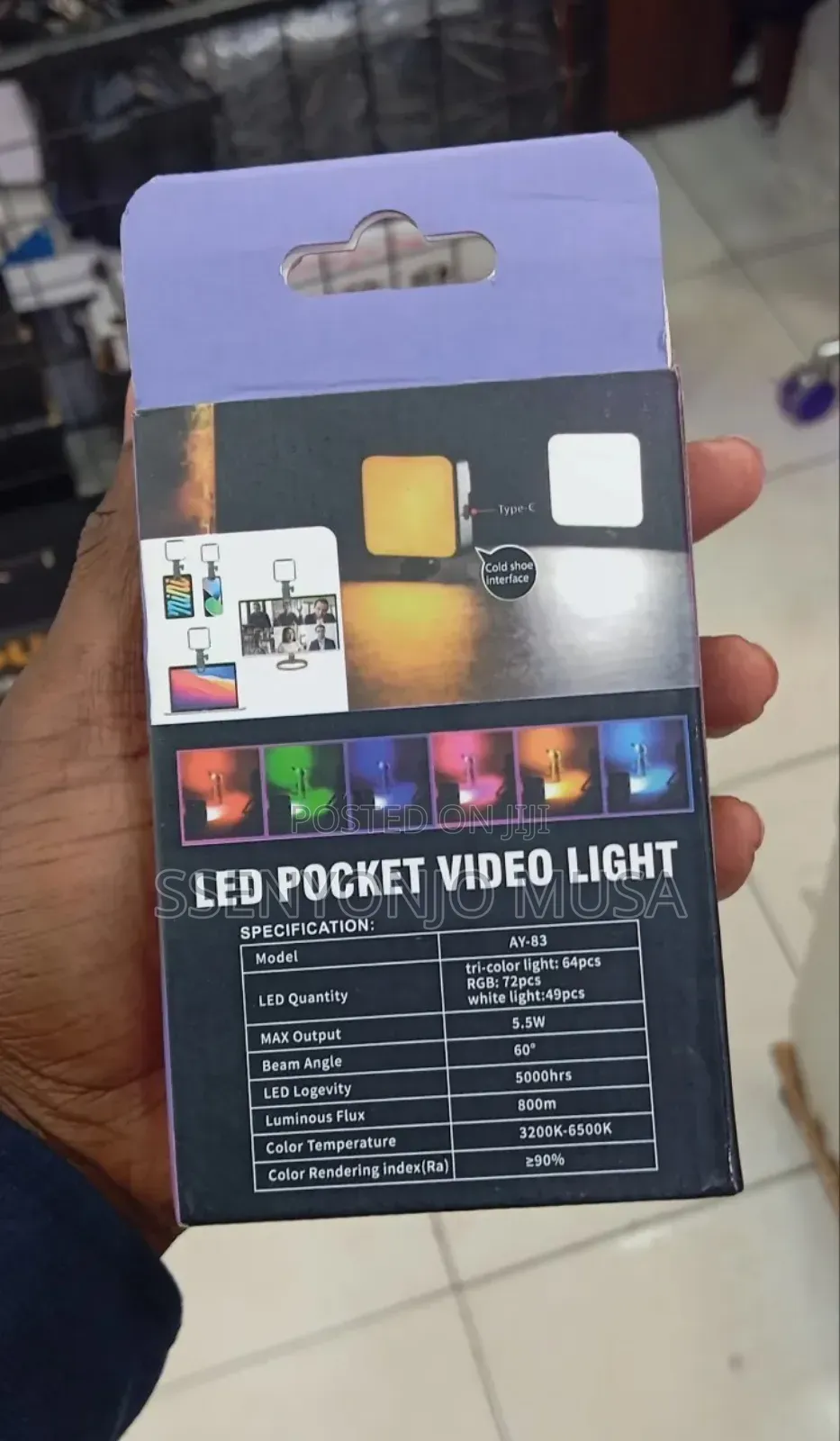 Ay-83 Usb-c Rechargeable Rgb Pocket Video Light -compact Led