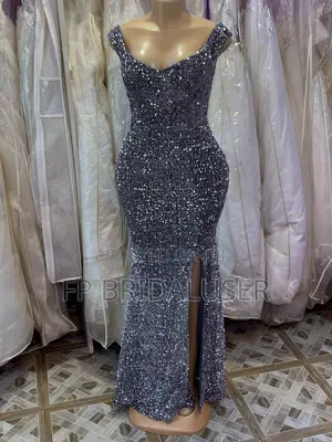 Metroon Changing Grey With Slit Dress for Hire