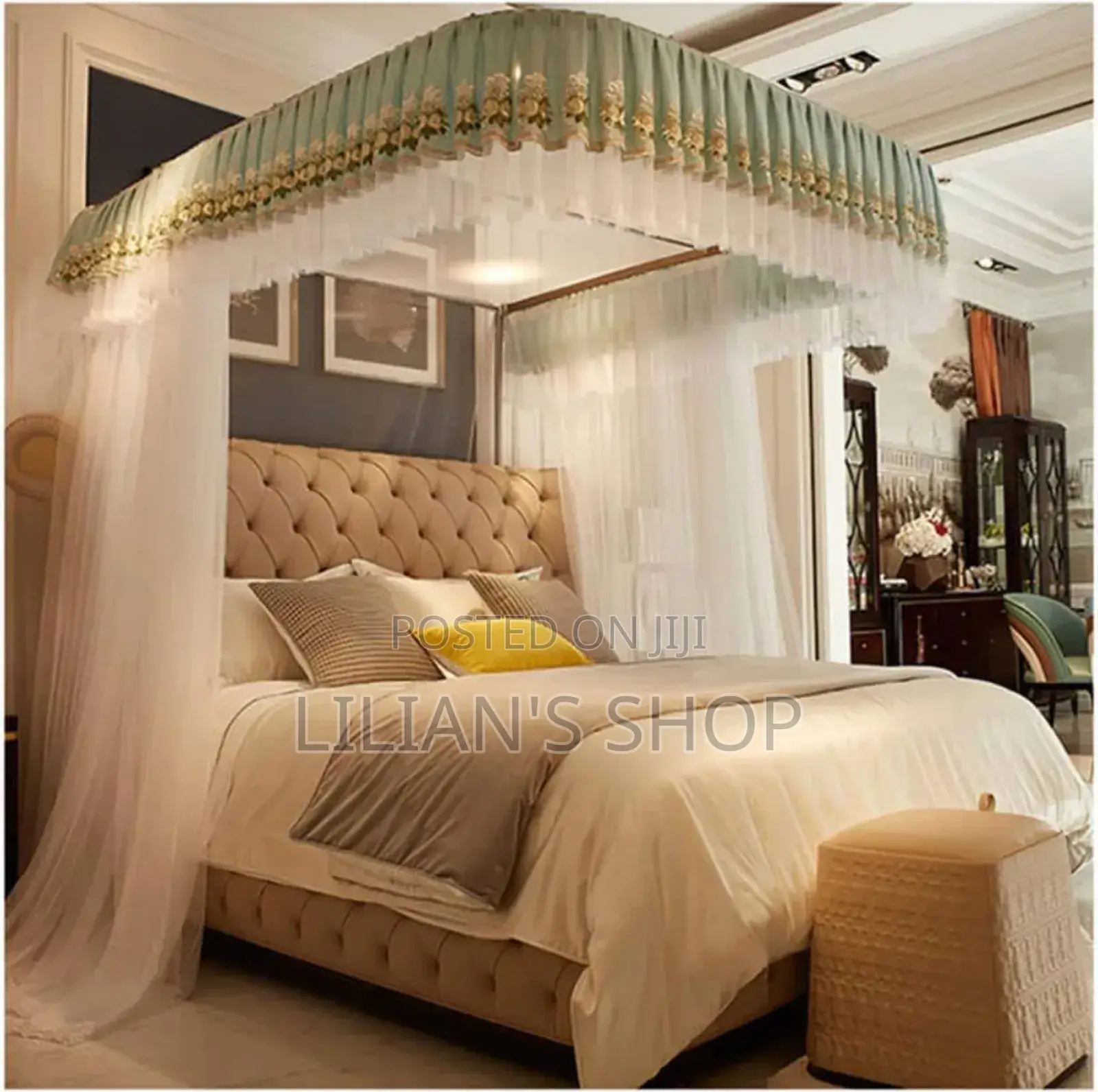 Rail Mosquito Net , U-Shaped Rail Bed Curtains 5by6 6by6