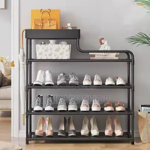 5layer 80cm Metal Multifunction Shoe Storage Rack Black