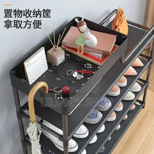 5layer 80cm Metal Multifunction Shoe Storage Rack Black