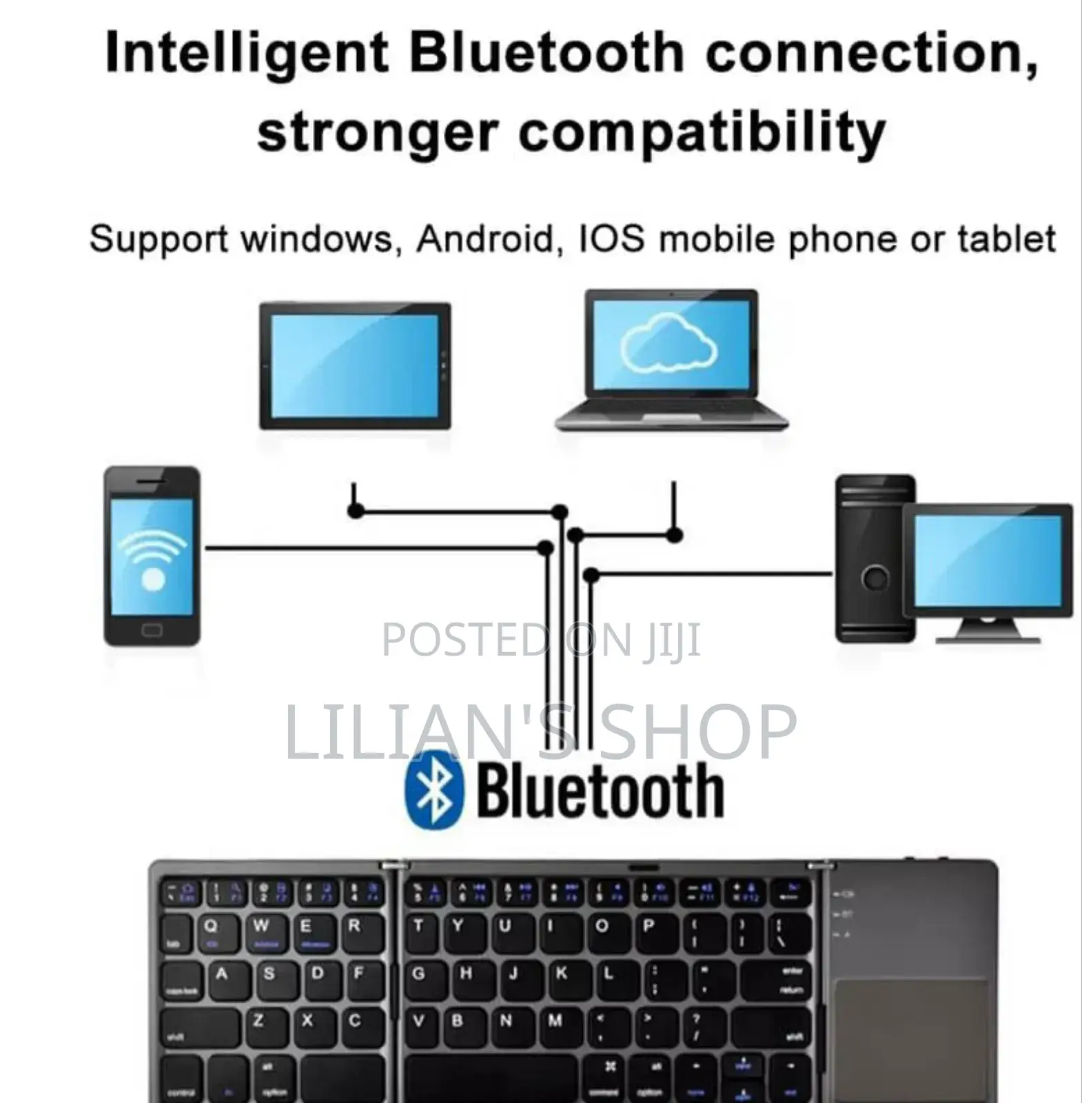 Foldable Wireless Bluetooth Keyboard With Touchpad